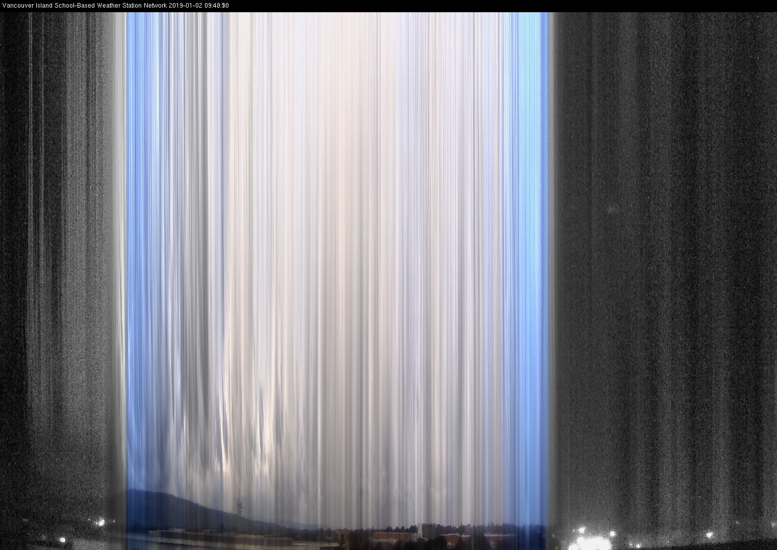 image of the sky seen from UVic, each column of pixels is a different minute, keogram