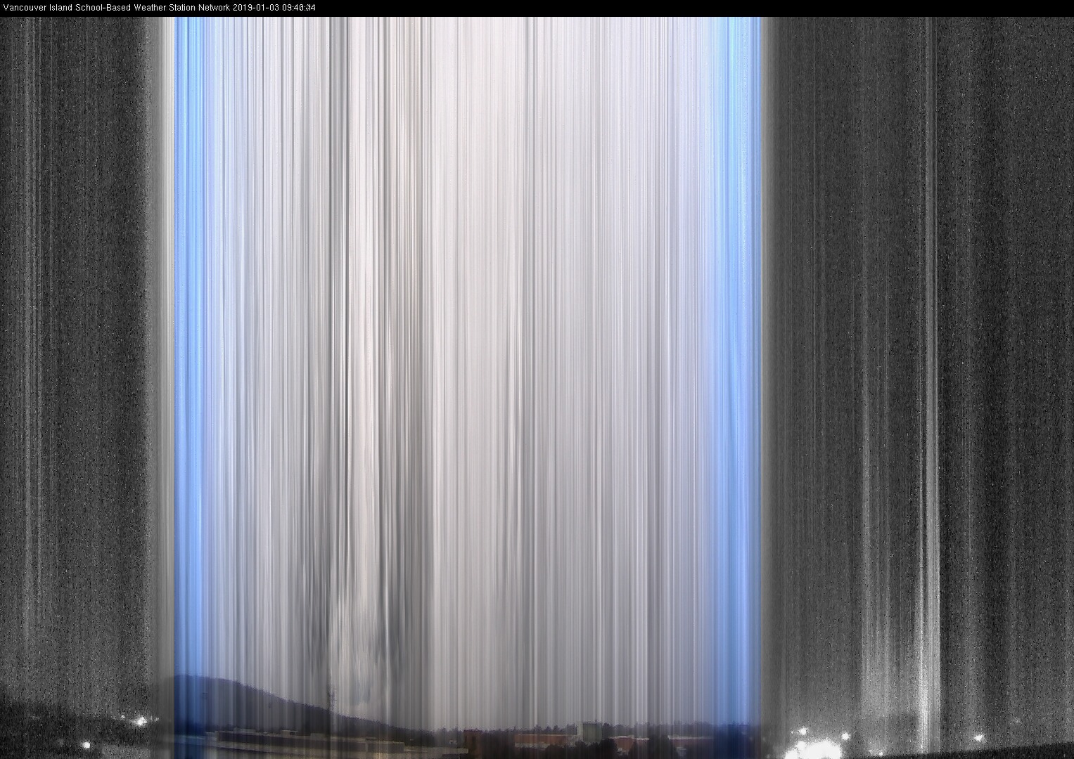 image of the sky seen from UVic, each column of pixels is a different minute, keogram