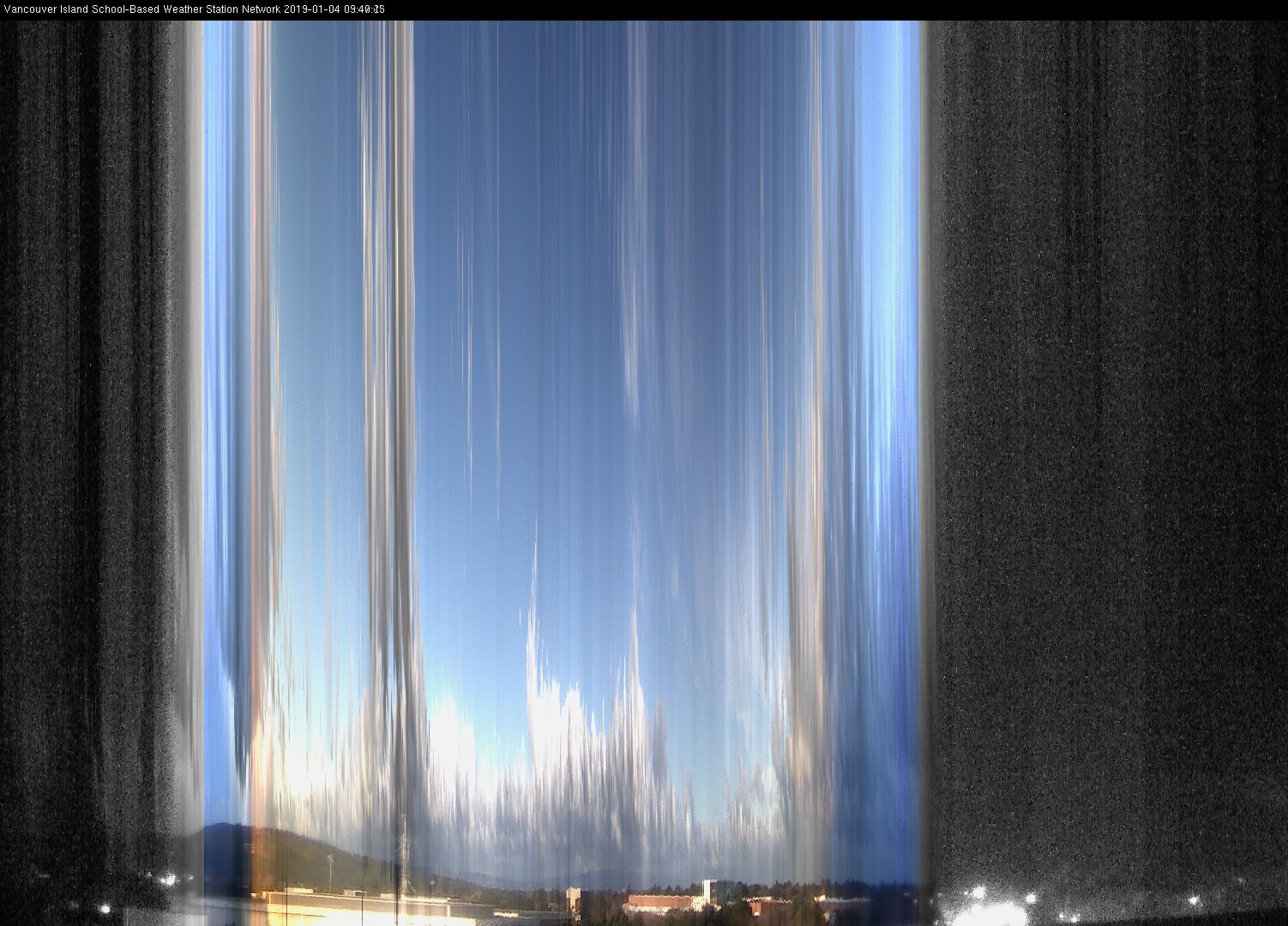 image of the sky seen from UVic, each column of pixels is a different minute, keogram