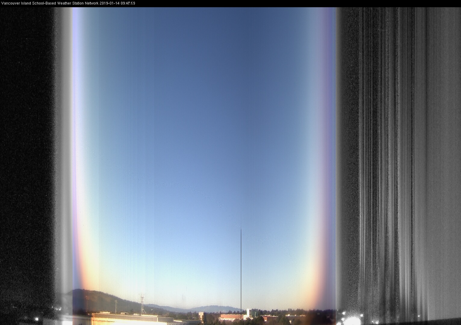 image of the sky seen from UVic, each column of pixels is a different minute, keogram