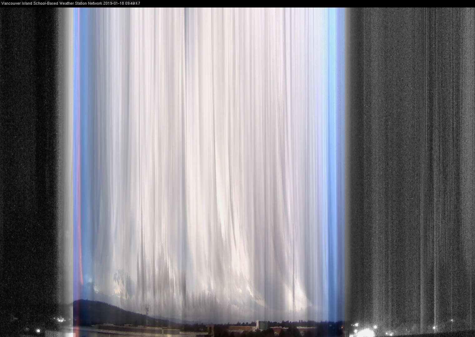 image of the sky seen from UVic, each column of pixels is a different minute, keogram