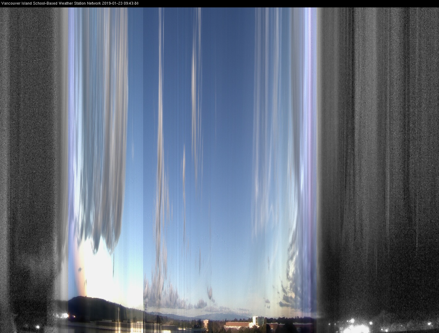 image of the sky seen from UVic, each column of pixels is a different minute, keogram
