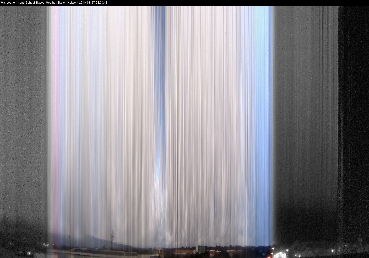 image of the sky seen from UVic, each column of pixels is a different minute, keogram