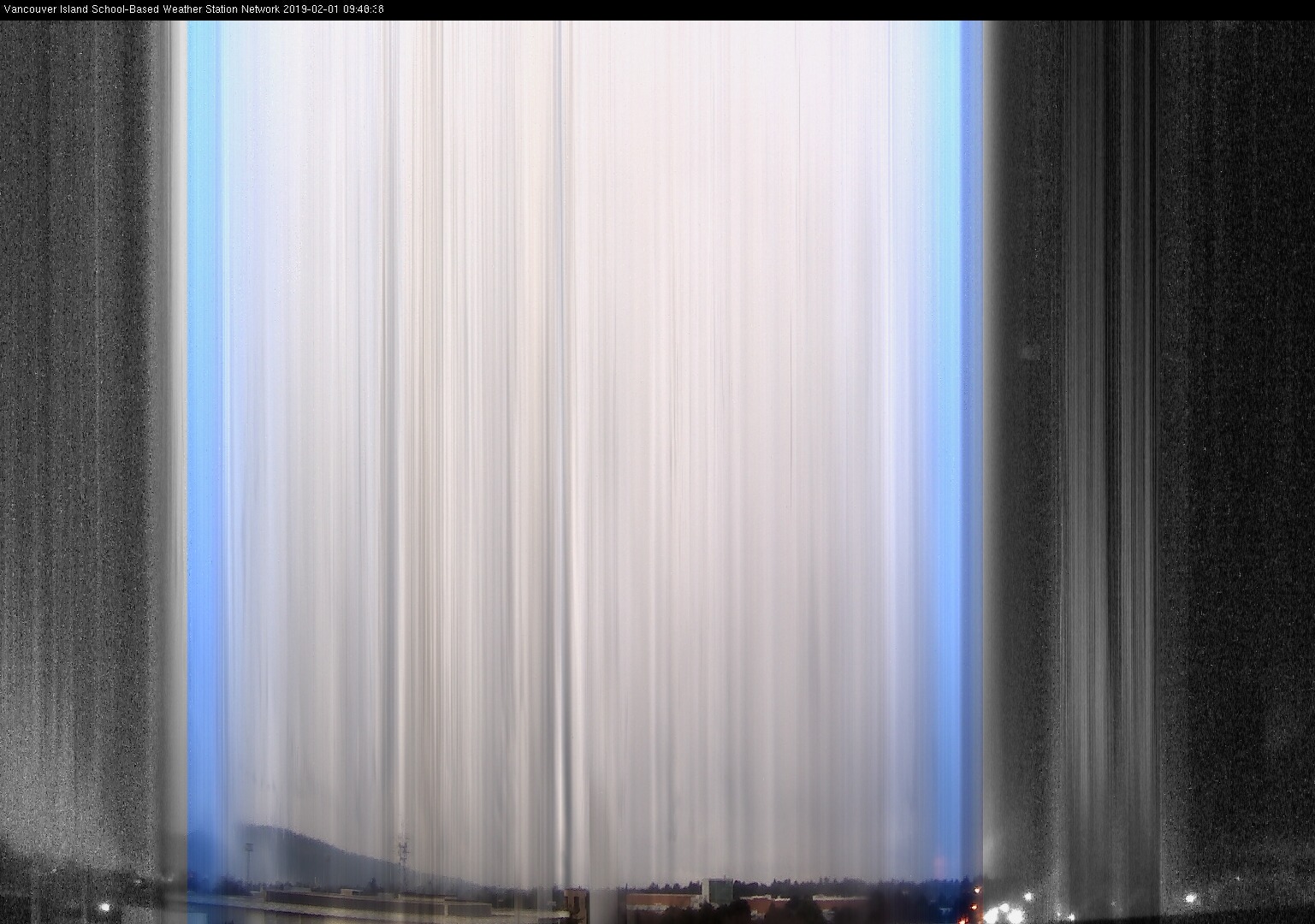 image of the sky seen from UVic, each column of pixels is a different minute, keogram