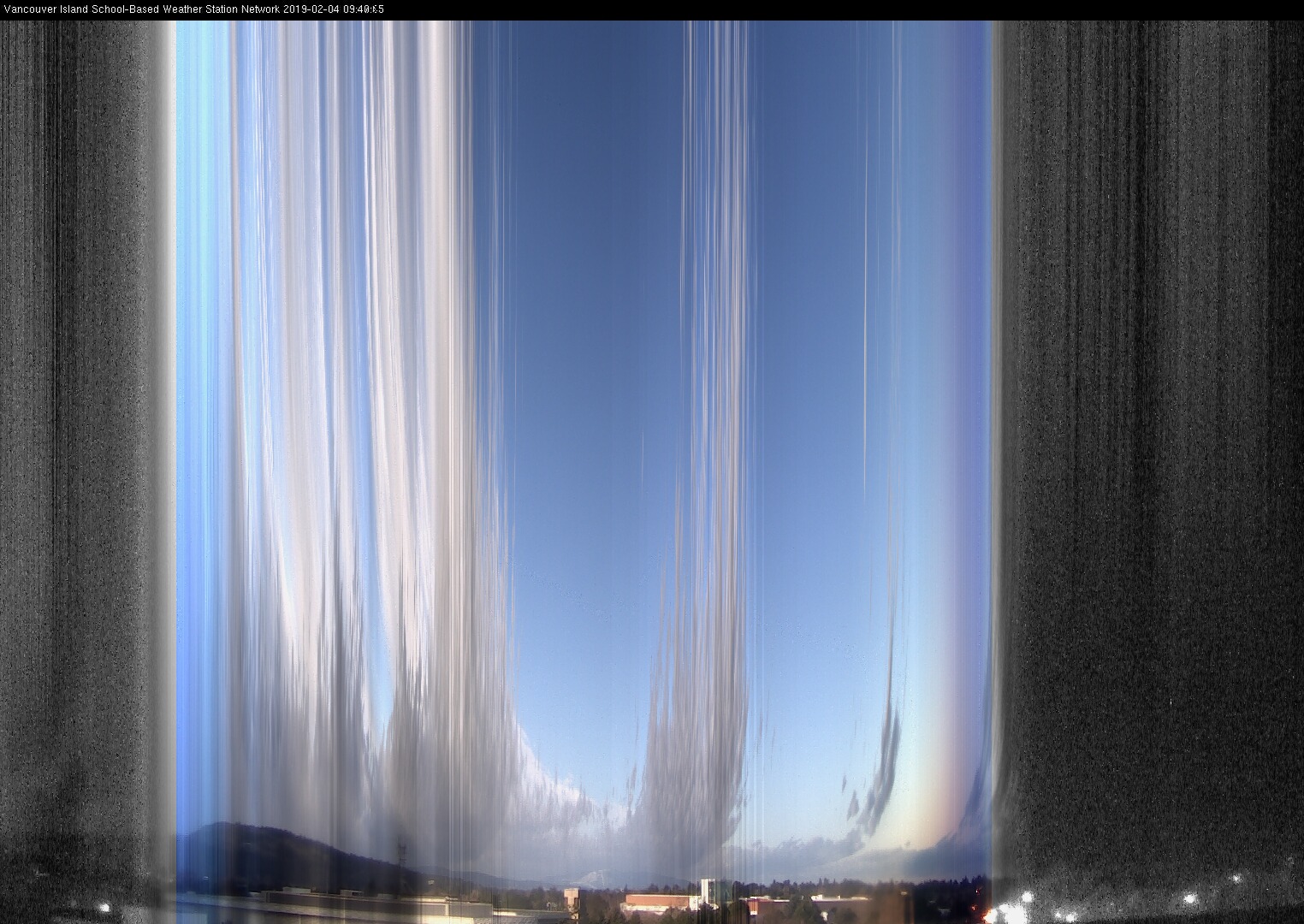 image of the sky seen from UVic, each column of pixels is a different minute, keogram