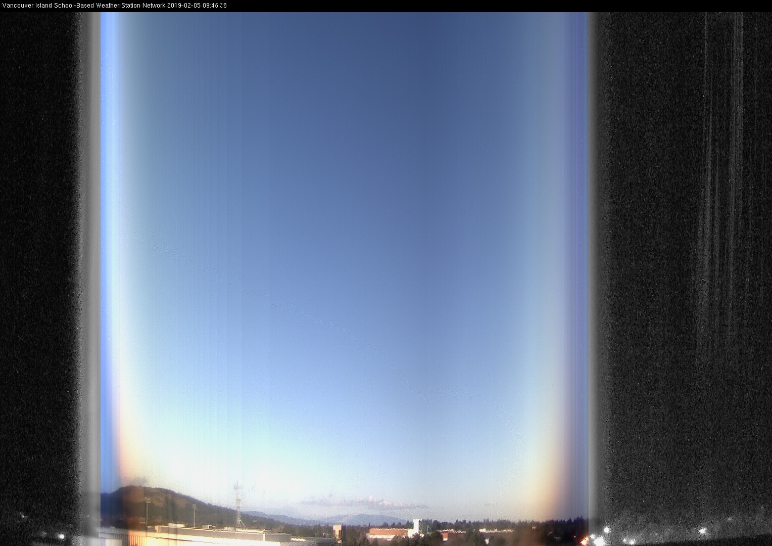 image of the sky seen from UVic, each column of pixels is a different minute, keogram