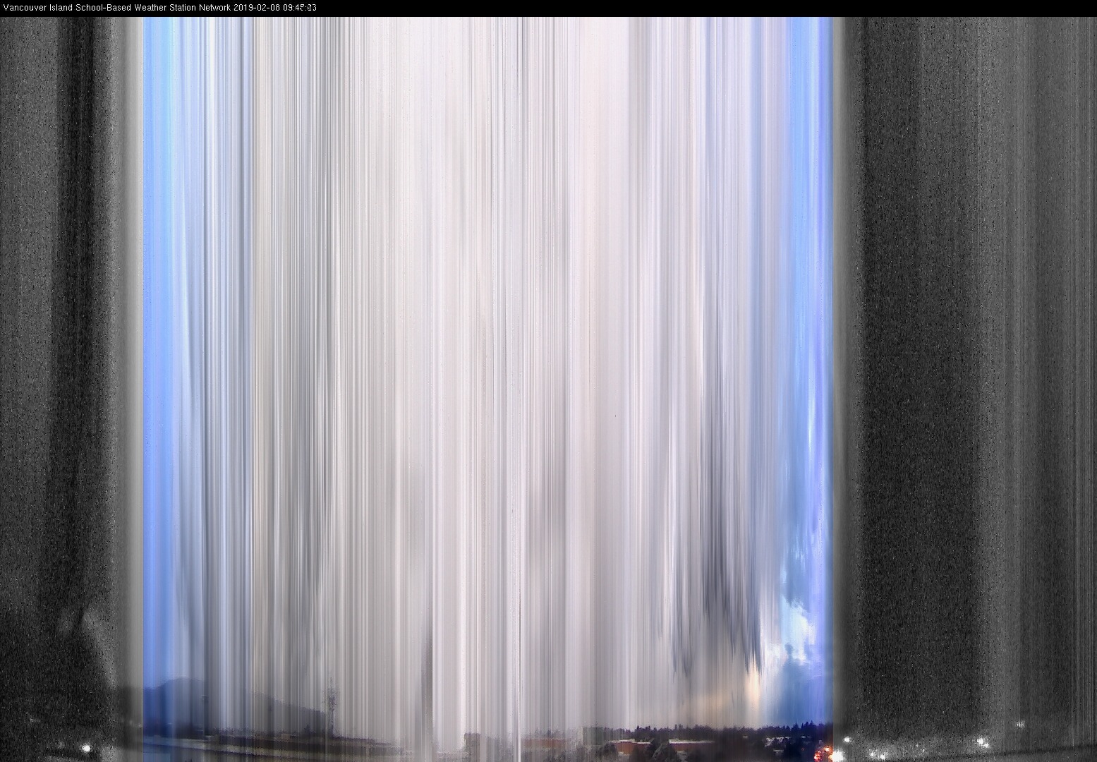 image of the sky seen from UVic, each column of pixels is a different minute, keogram