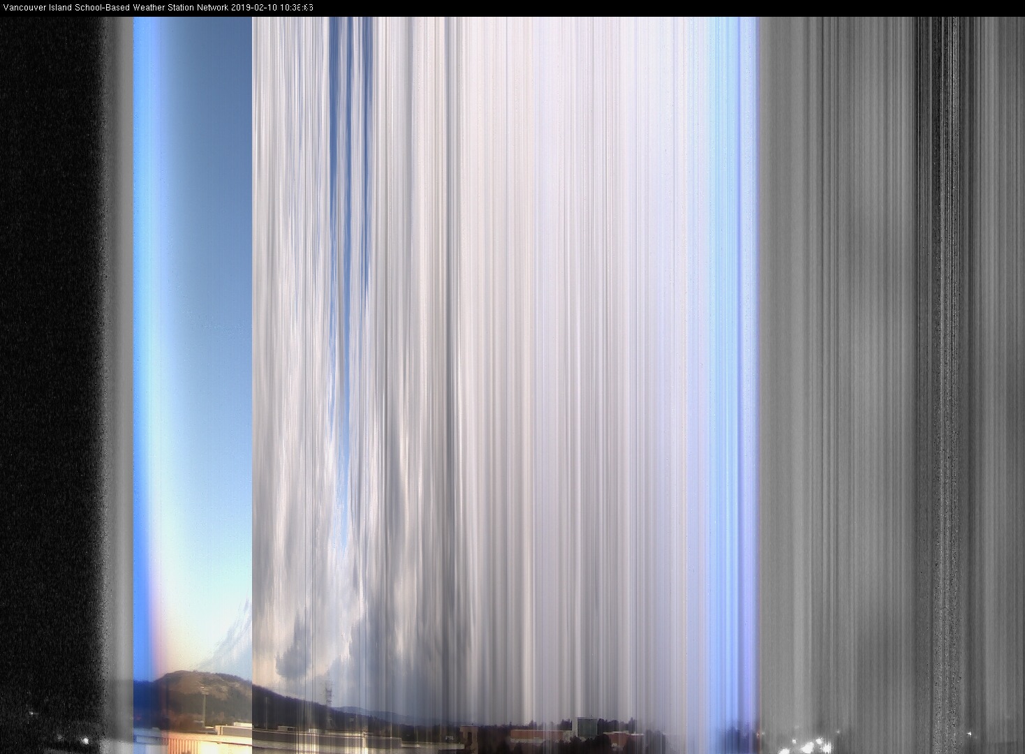 image of the sky seen from UVic, each column of pixels is a different minute, keogram