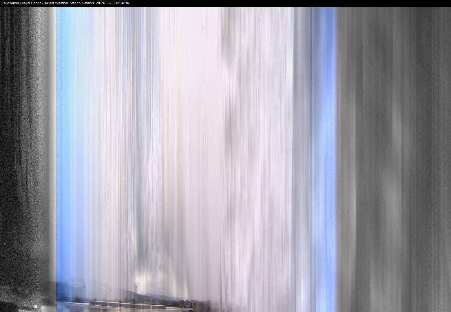 image of the sky seen from UVic, each column of pixels is a different minute, keogram