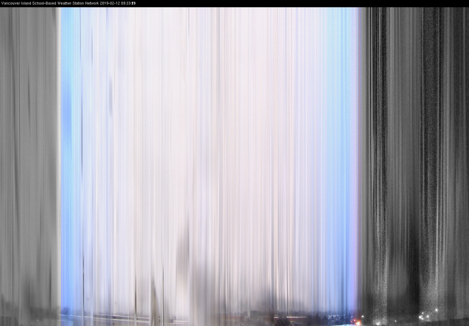 image of the sky seen from UVic, each column of pixels is a different minute, keogram