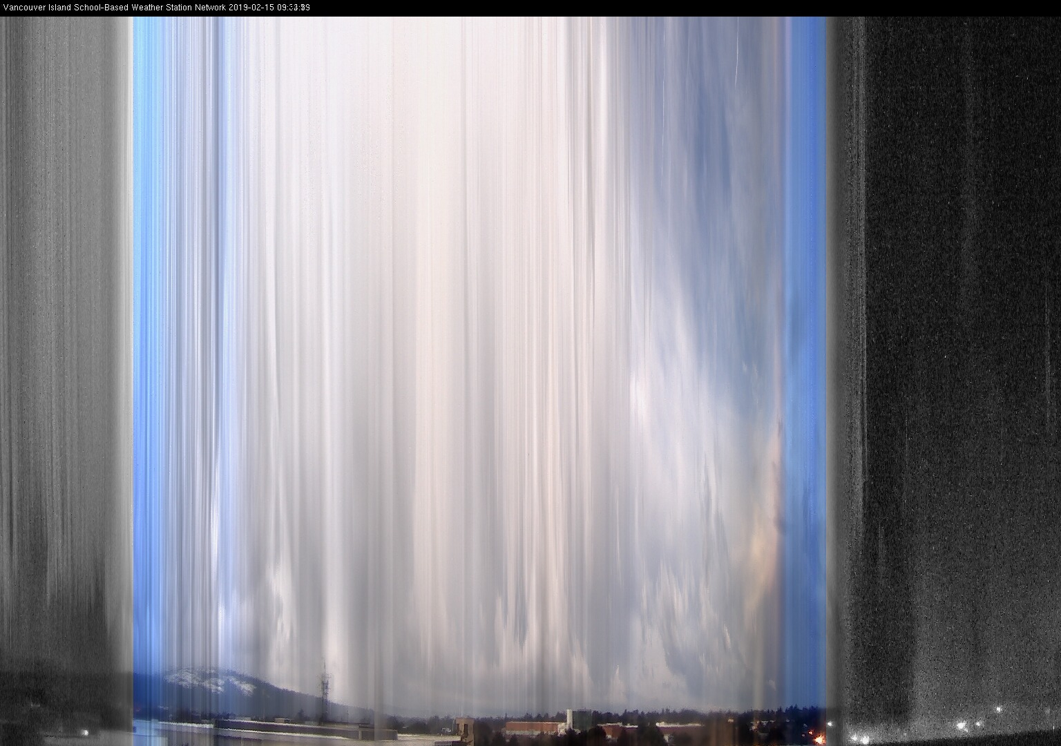 image of the sky seen from UVic, each column of pixels is a different minute, keogram