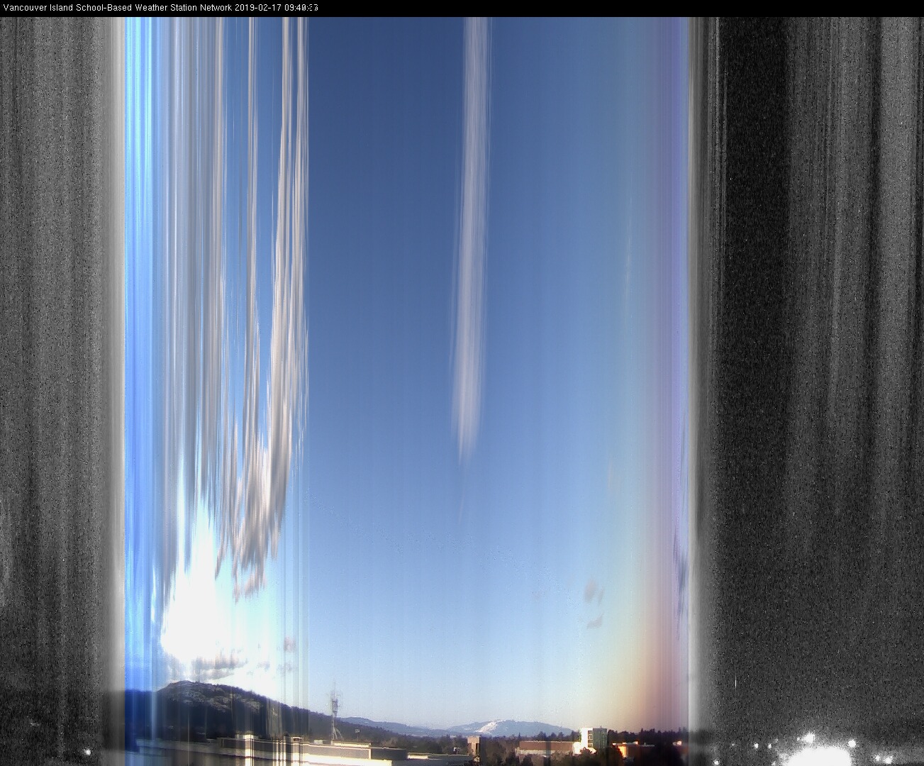 image of the sky seen from UVic, each column of pixels is a different minute, keogram