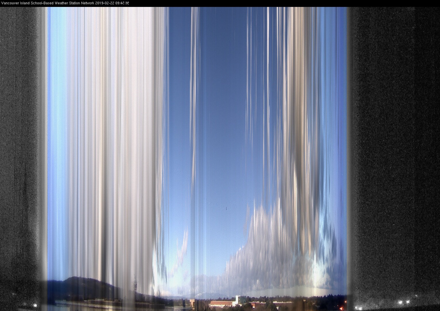 image of the sky seen from UVic, each column of pixels is a different minute, keogram