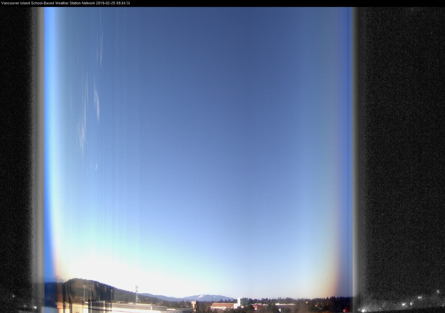 image of the sky seen from UVic, each column of pixels is a different minute, keogram