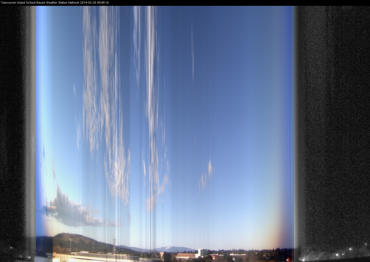 image of the sky seen from UVic, each column of pixels is a different minute, keogram