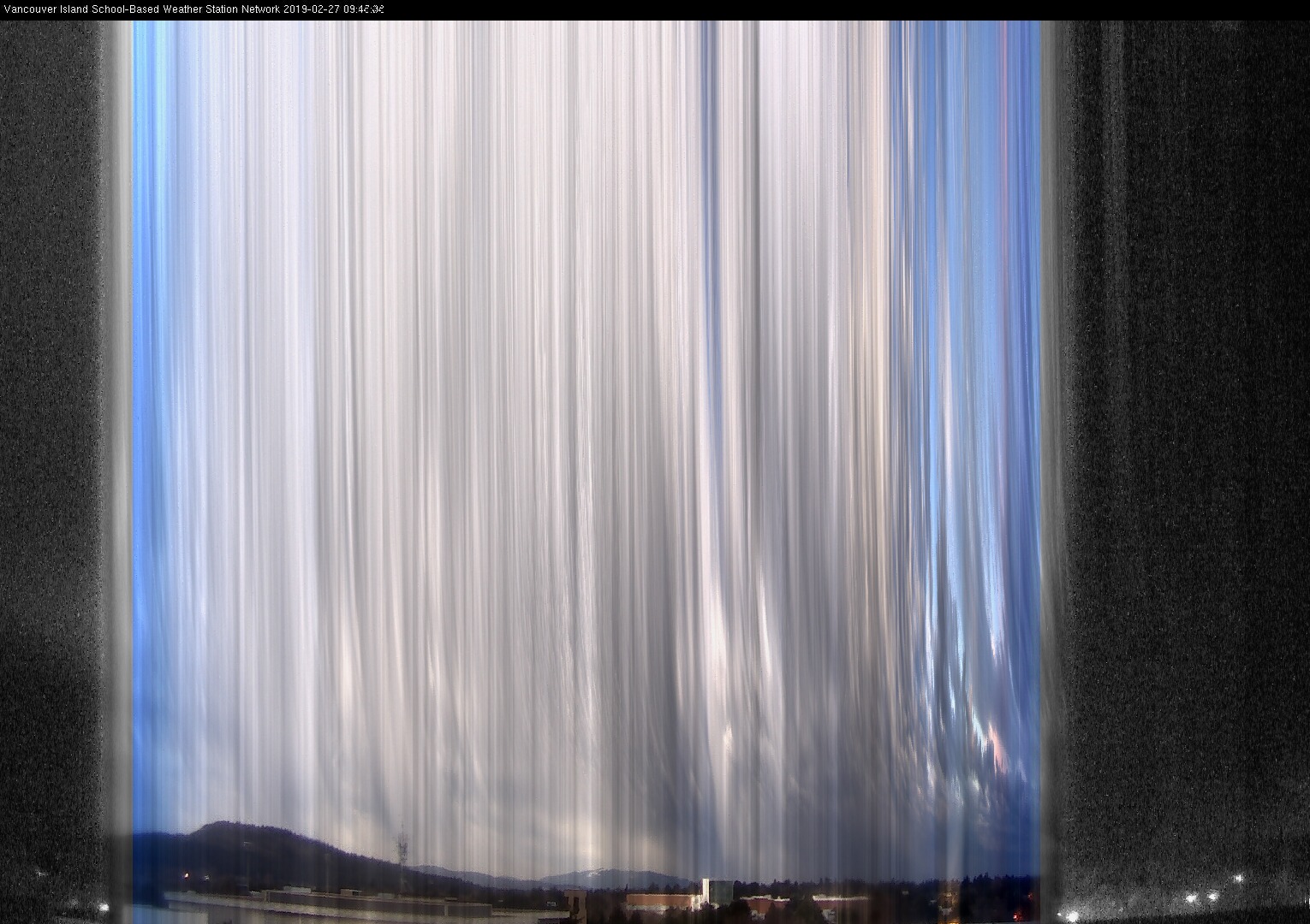 image of the sky seen from UVic, each column of pixels is a different minute, keogram