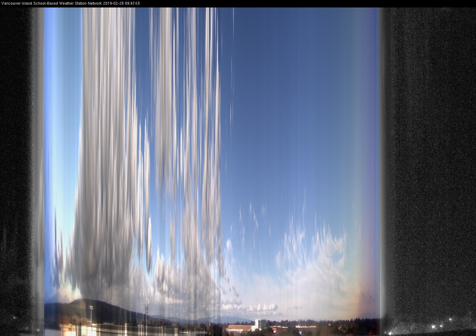 image of the sky seen from UVic, each column of pixels is a different minute, keogram