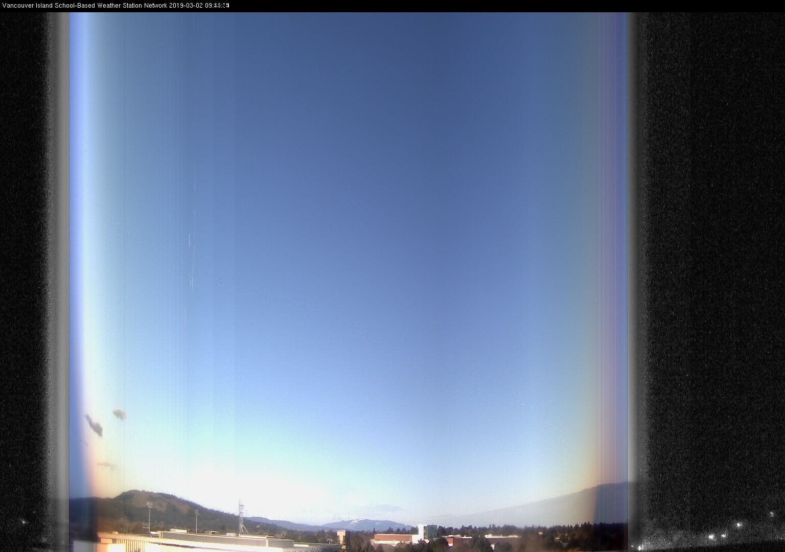 image of the sky seen from UVic, each column of pixels is a different minute, keogram