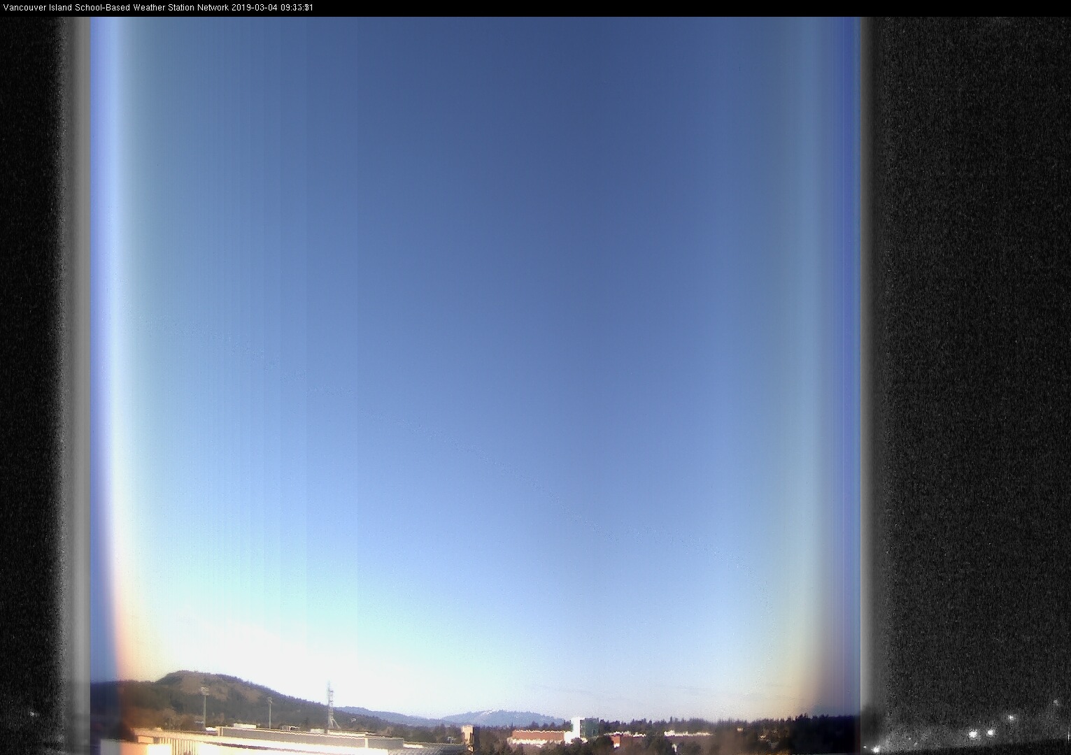 image of the sky seen from UVic, each column of pixels is a different minute, keogram