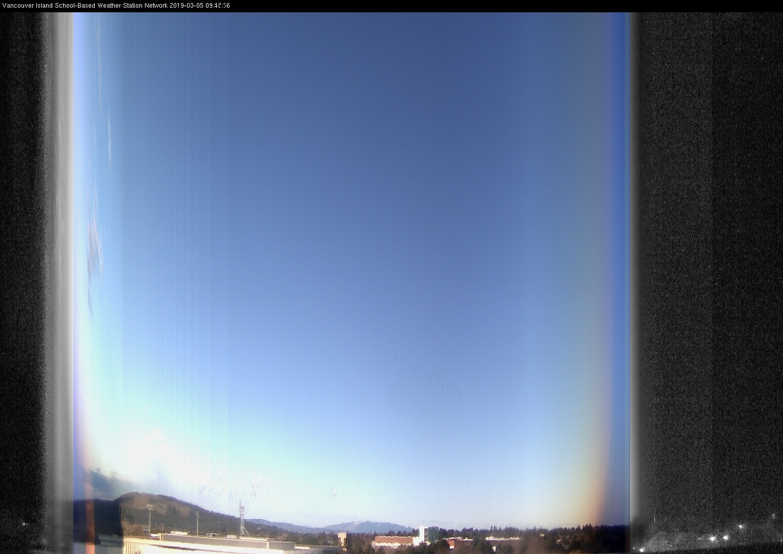 image of the sky seen from UVic, each column of pixels is a different minute, keogram
