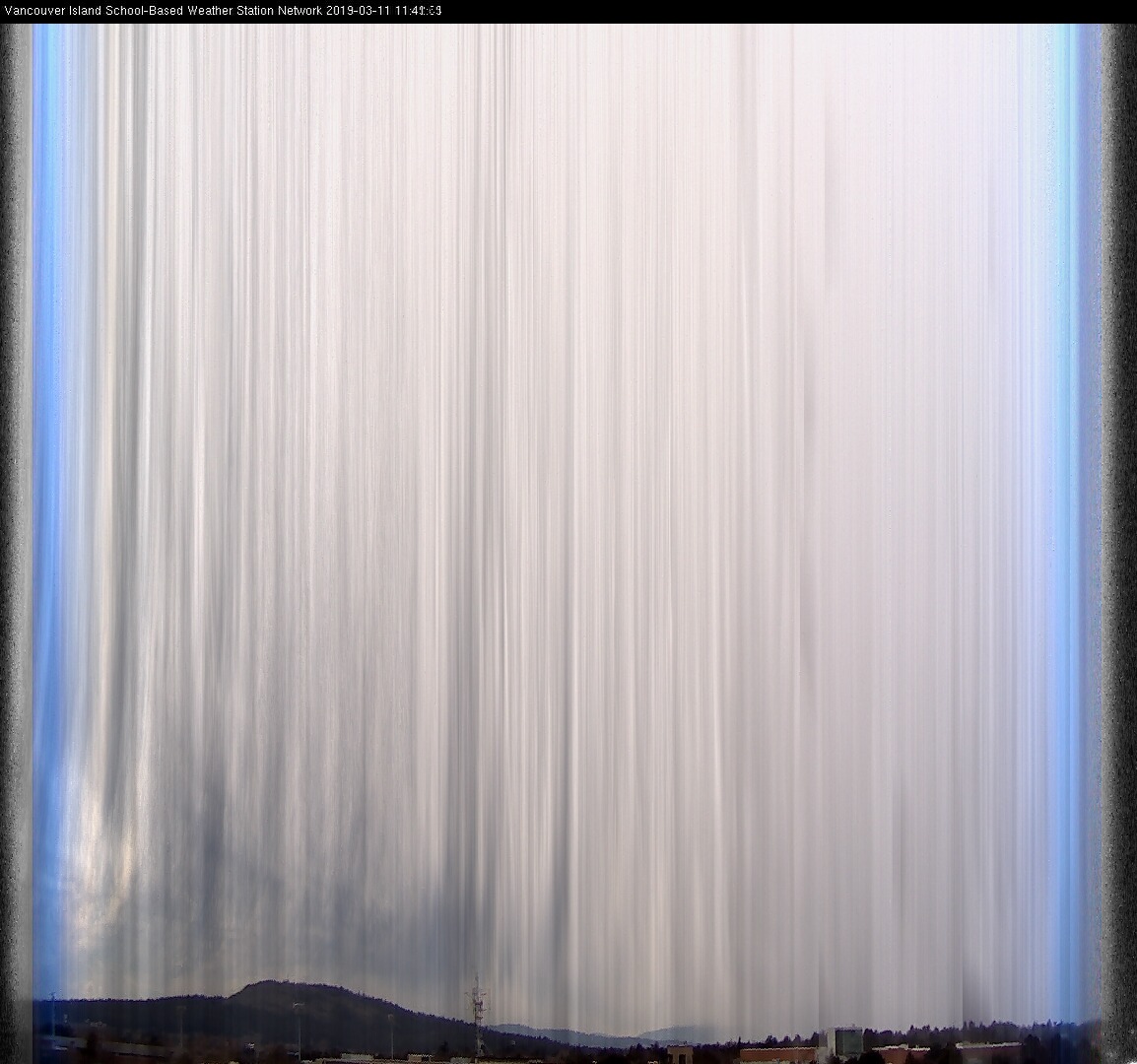 image of the sky seen from UVic, each column of pixels is a different minute, keogram