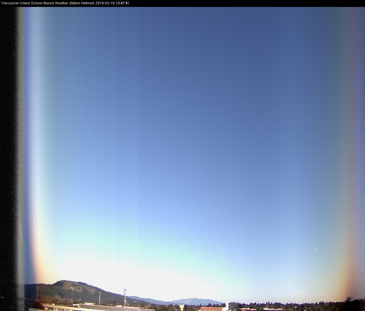 image of the sky seen from UVic, each column of pixels is a different minute, keogram