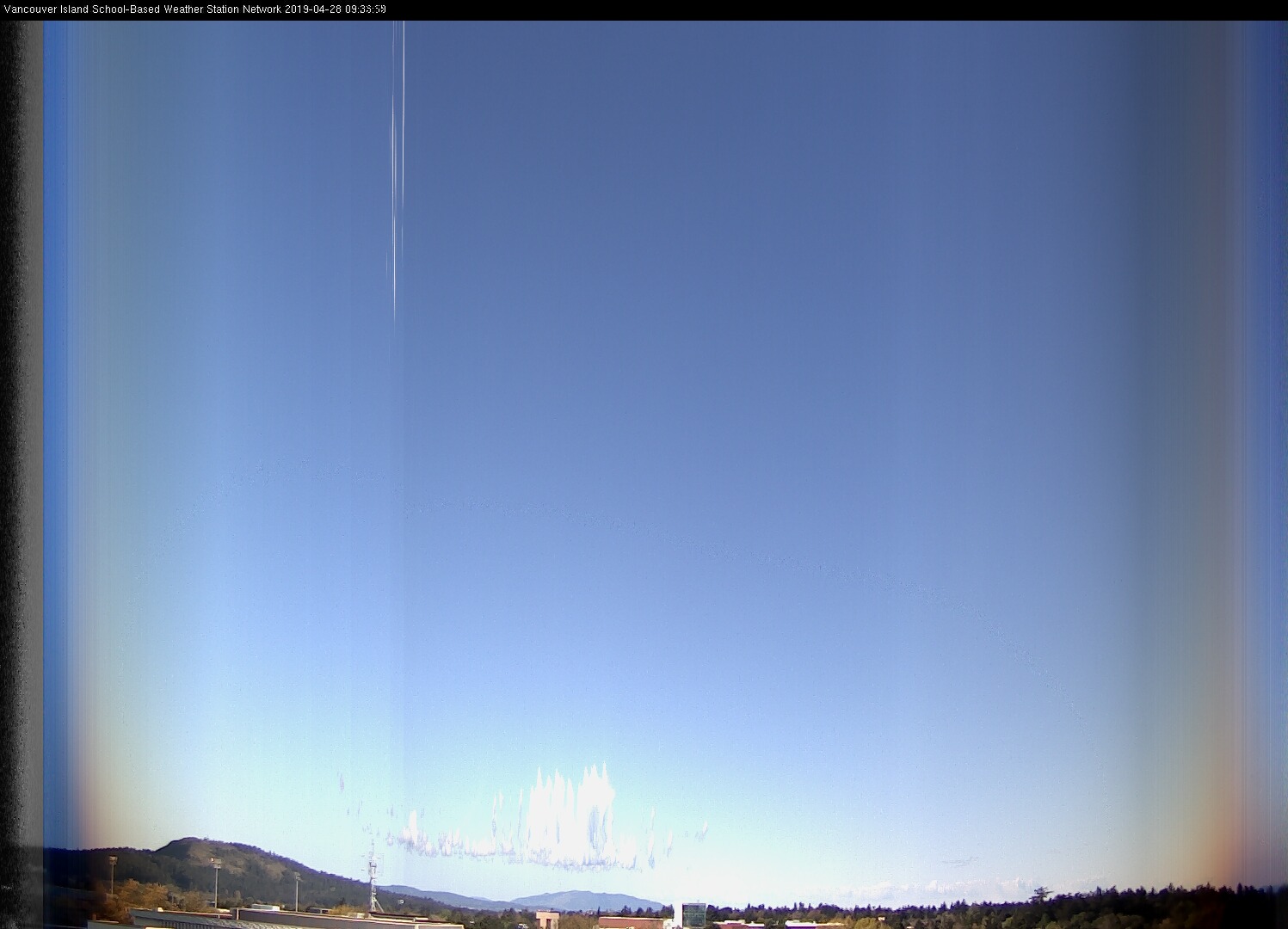 image of the sky seen from UVic, each column of pixels is a different minute, keogram