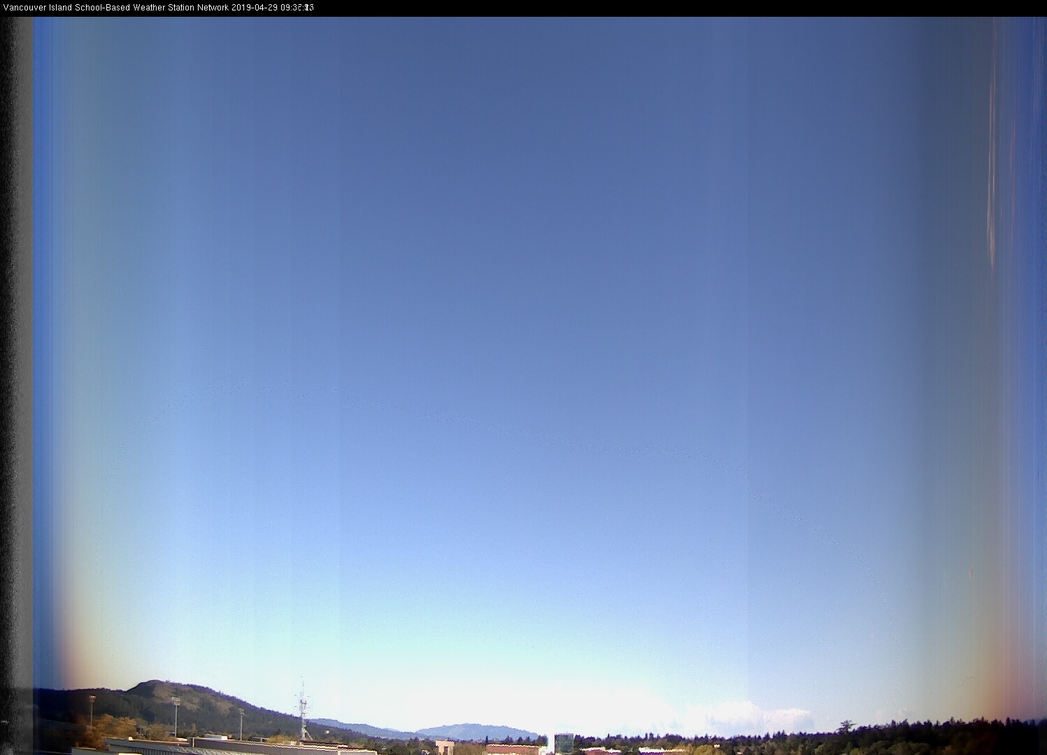 image of the sky seen from UVic, each column of pixels is a different minute, keogram