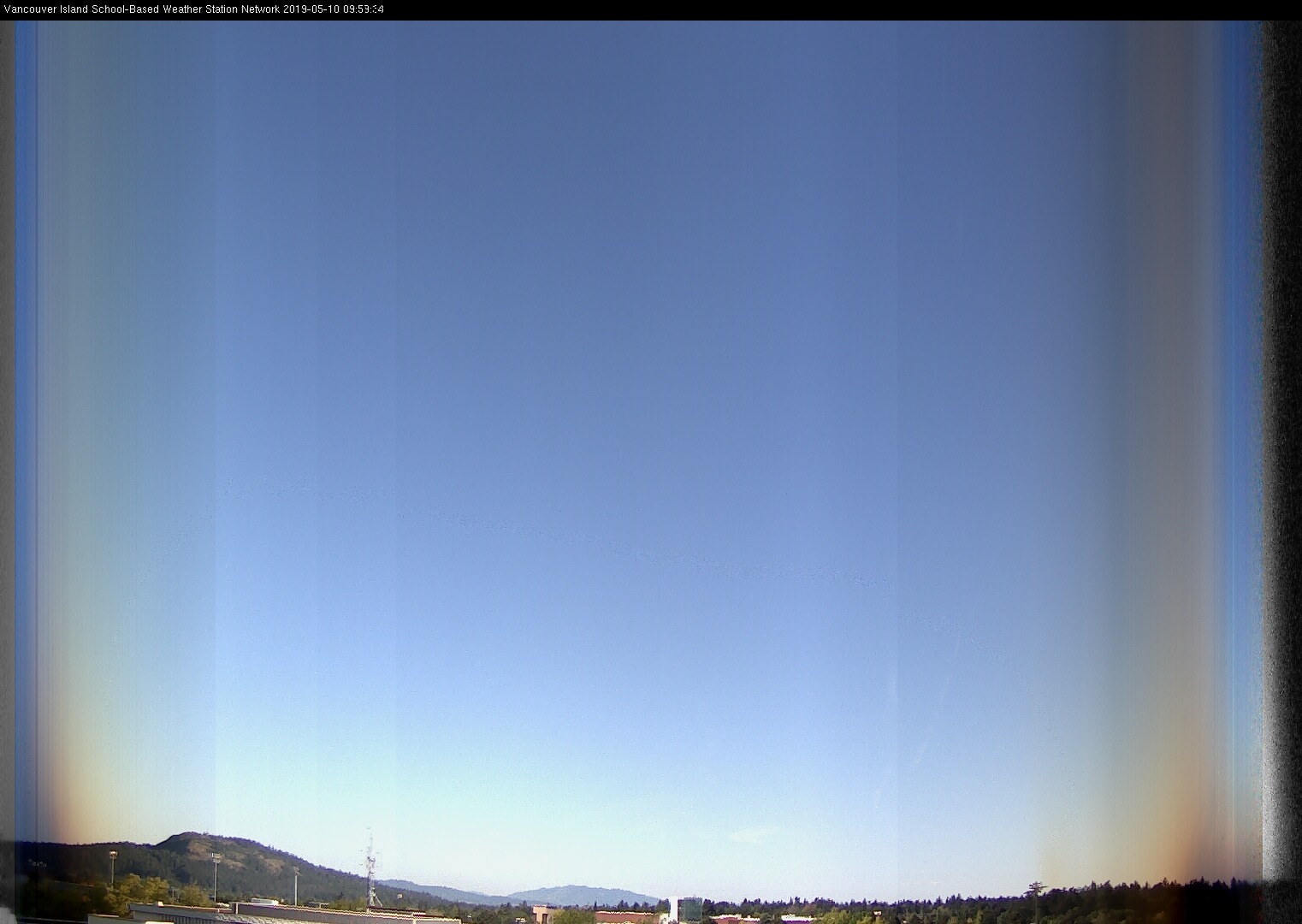 image of the sky seen from UVic, each column of pixels is a different minute, keogram