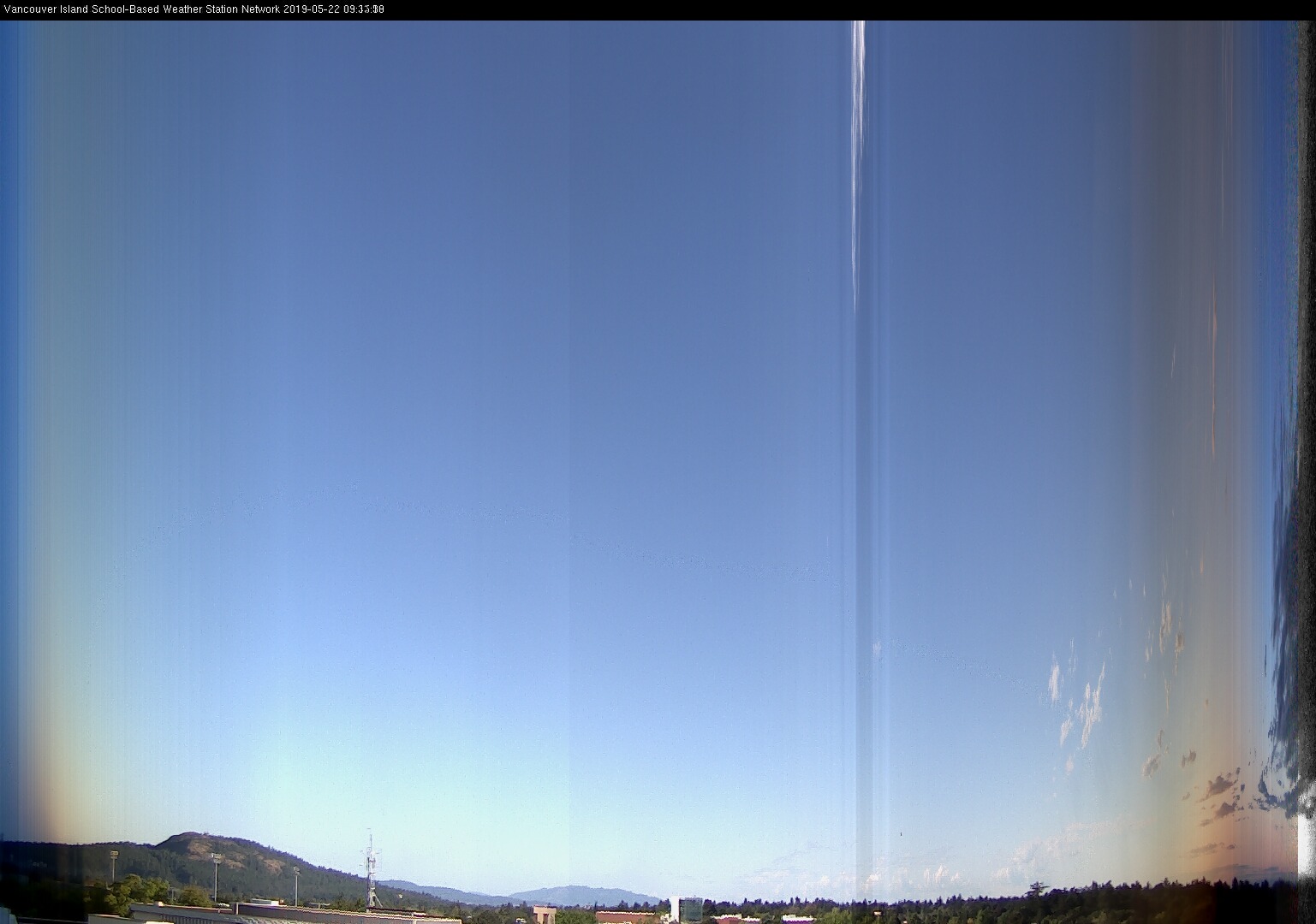 image of the sky seen from UVic, each column of pixels is a different minute, keogram