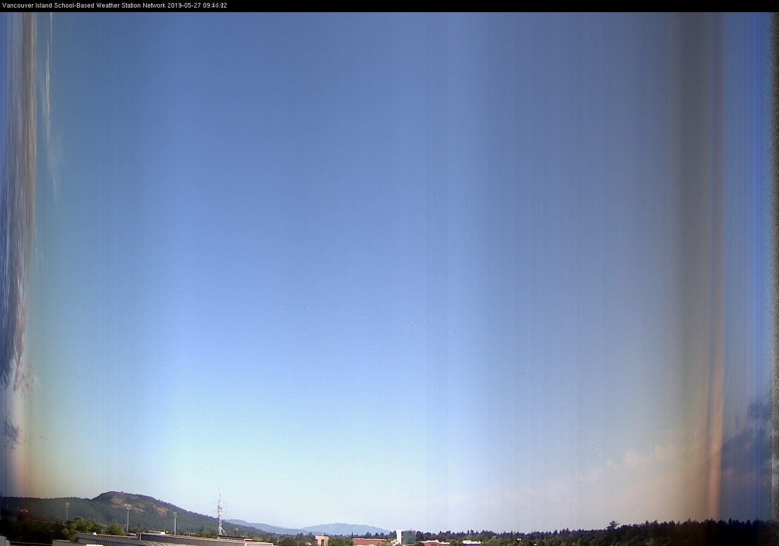 image of the sky seen from UVic, each column of pixels is a different minute, keogram