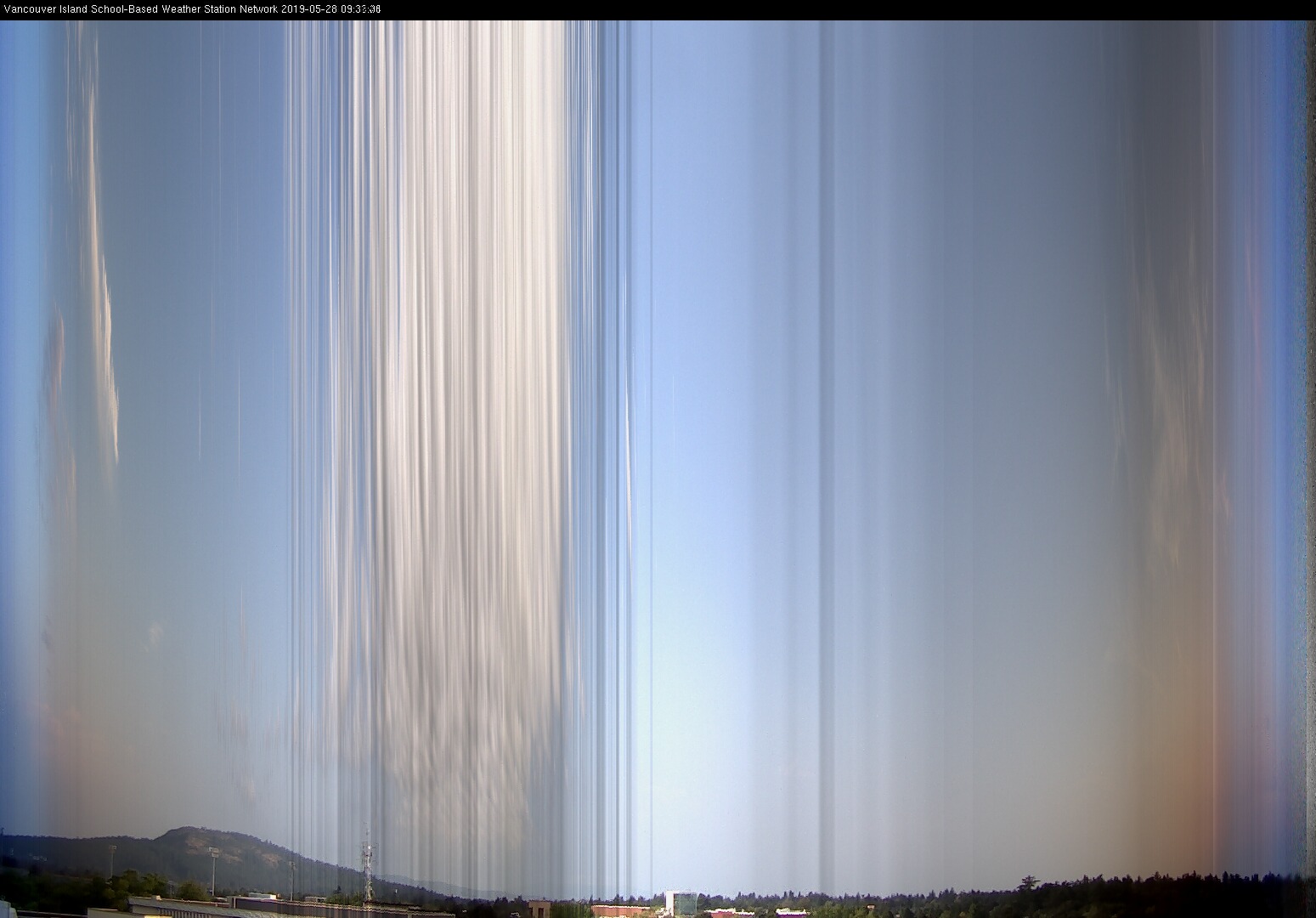 image of the sky seen from UVic, each column of pixels is a different minute, keogram