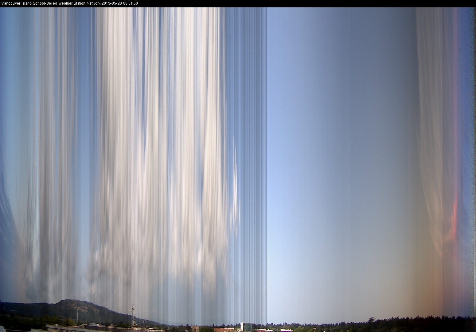 image of the sky seen from UVic, each column of pixels is a different minute, keogram