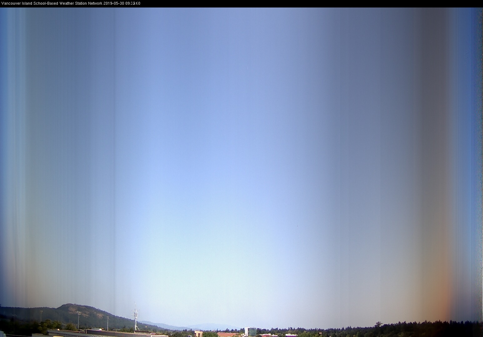 image of the sky seen from UVic, each column of pixels is a different minute, keogram