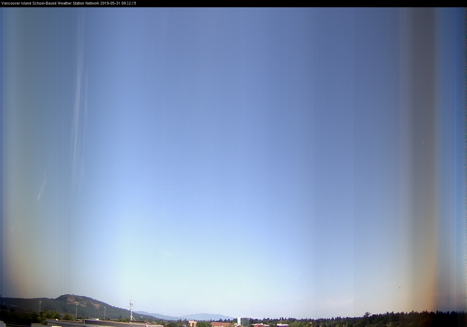 image of the sky seen from UVic, each column of pixels is a different minute, keogram
