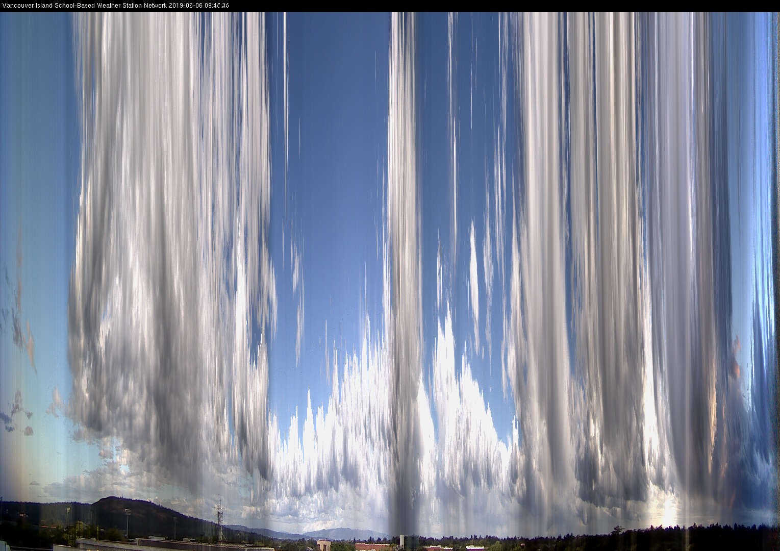 image of the sky seen from UVic, each column of pixels is a different minute, keogram