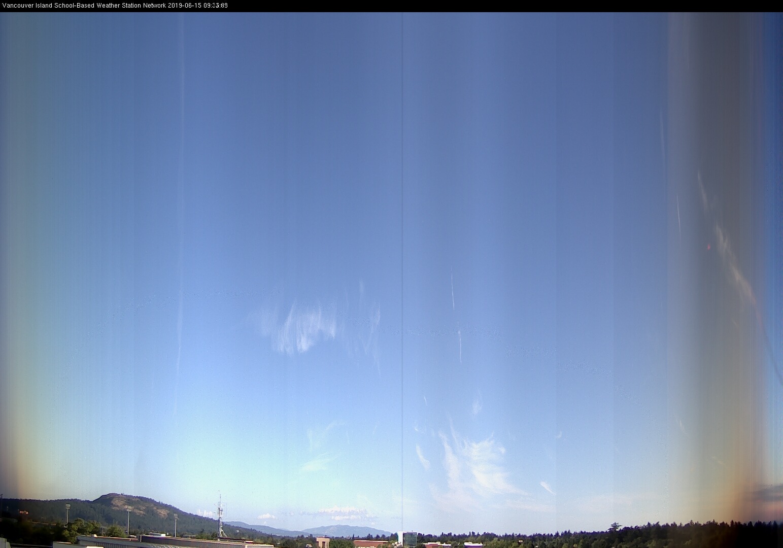 image of the sky seen from UVic, each column of pixels is a different minute, keogram