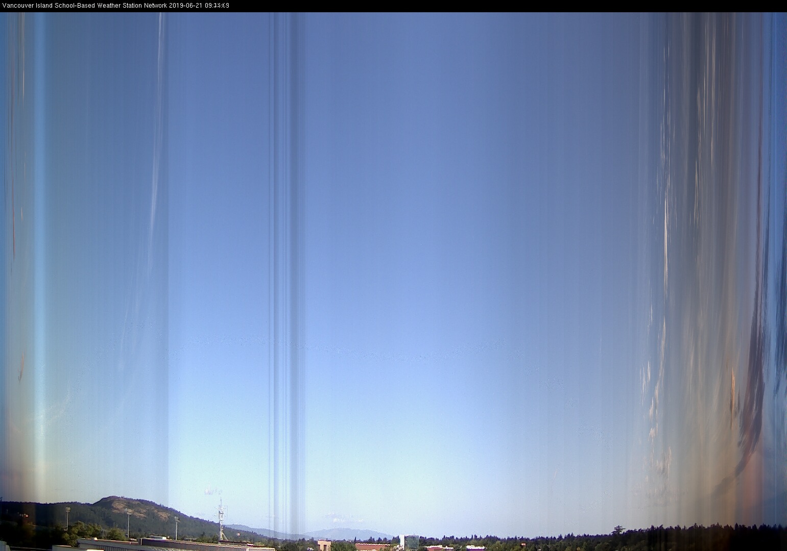 image of the sky seen from UVic, each column of pixels is a different minute, keogram