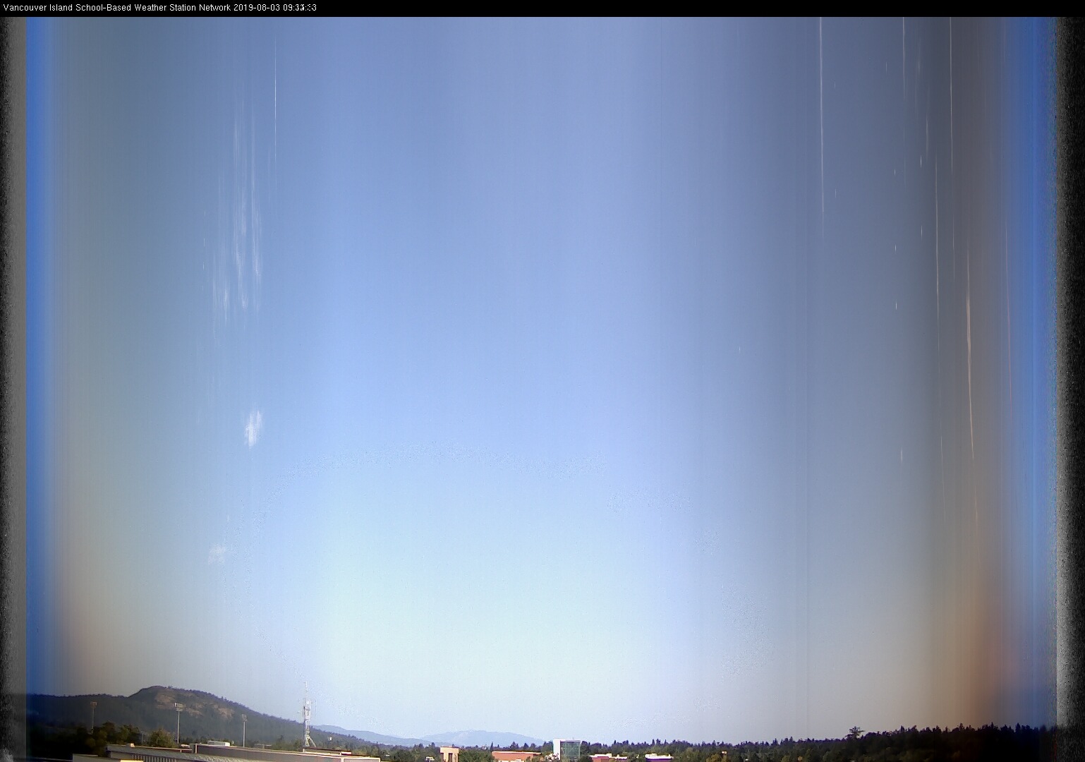 image of the sky seen from UVic, each column of pixels is a different minute, keogram