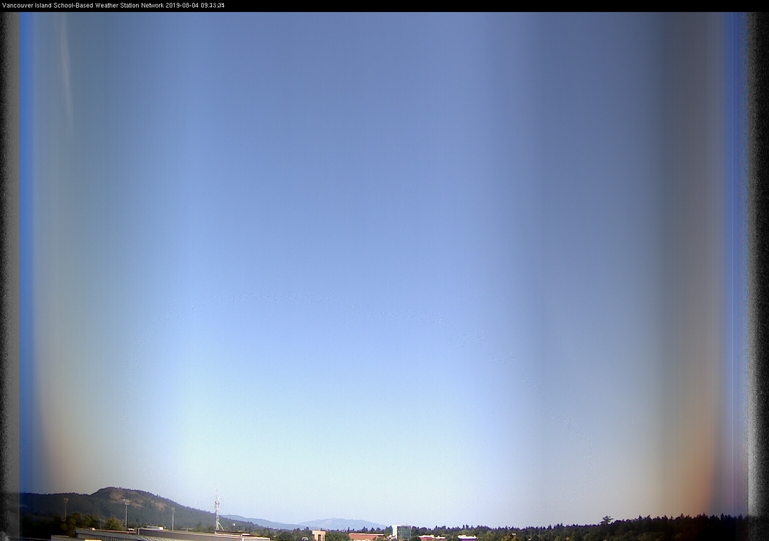 image of the sky seen from UVic, each column of pixels is a different minute, keogram