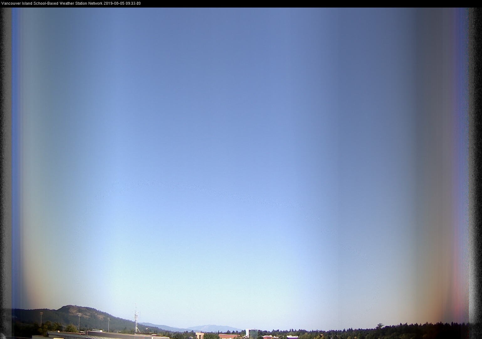 image of the sky seen from UVic, each column of pixels is a different minute, keogram