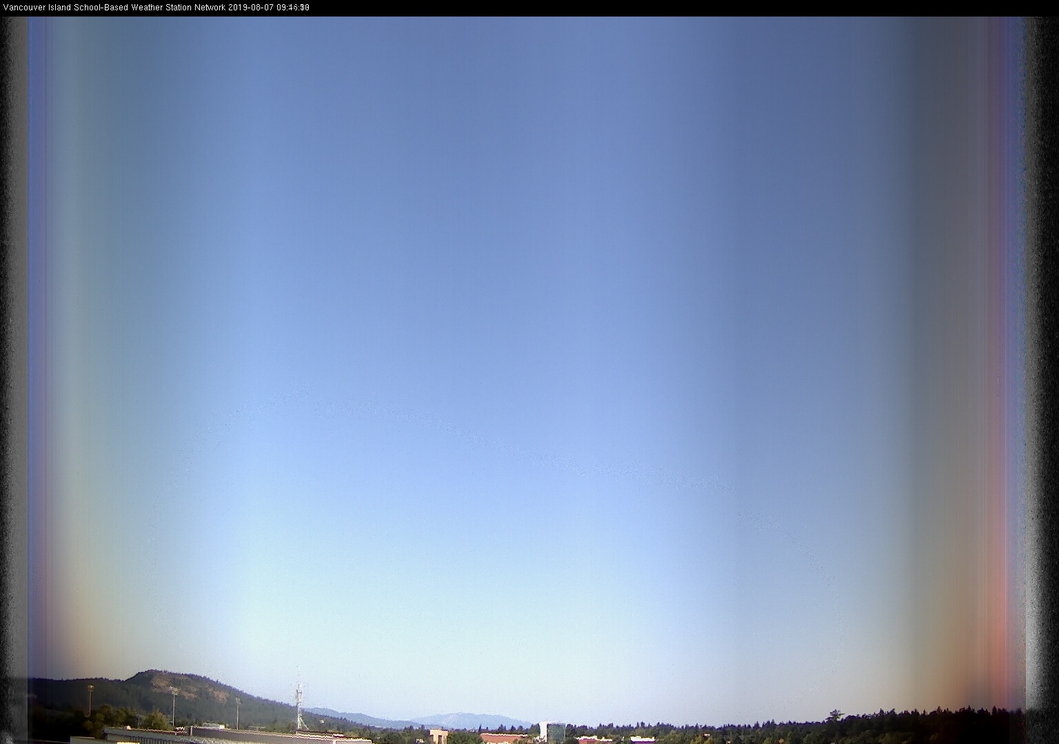 image of the sky seen from UVic, each column of pixels is a different minute, keogram