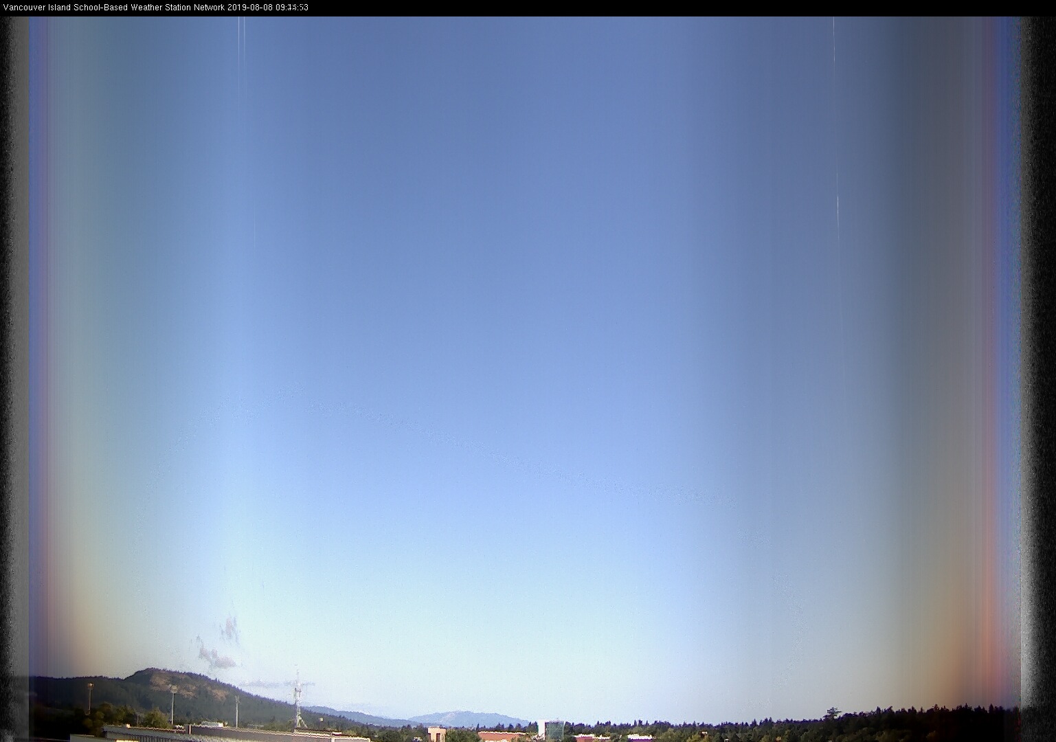 image of the sky seen from UVic, each column of pixels is a different minute, keogram