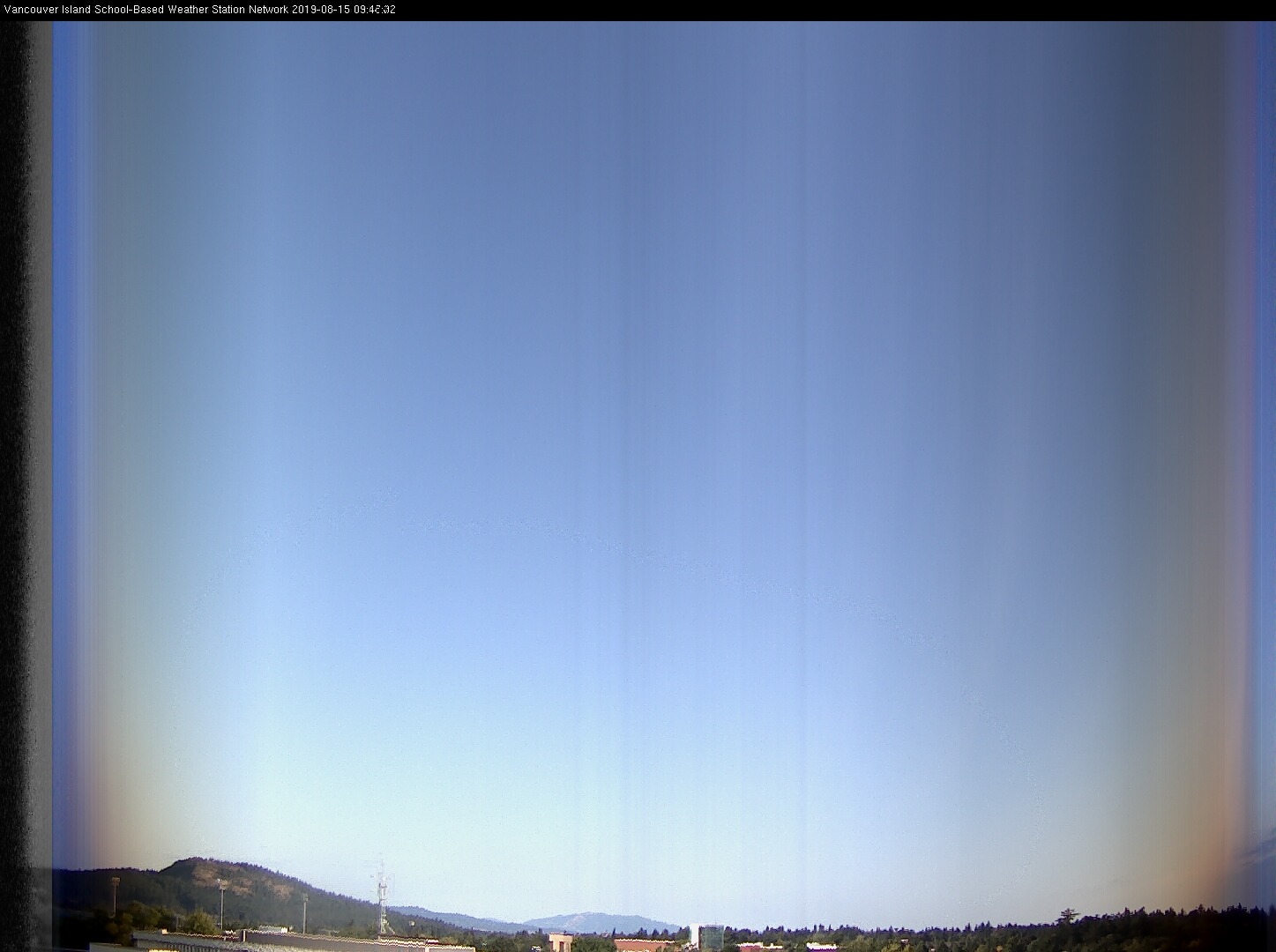 image of the sky seen from UVic, each column of pixels is a different minute, keogram
