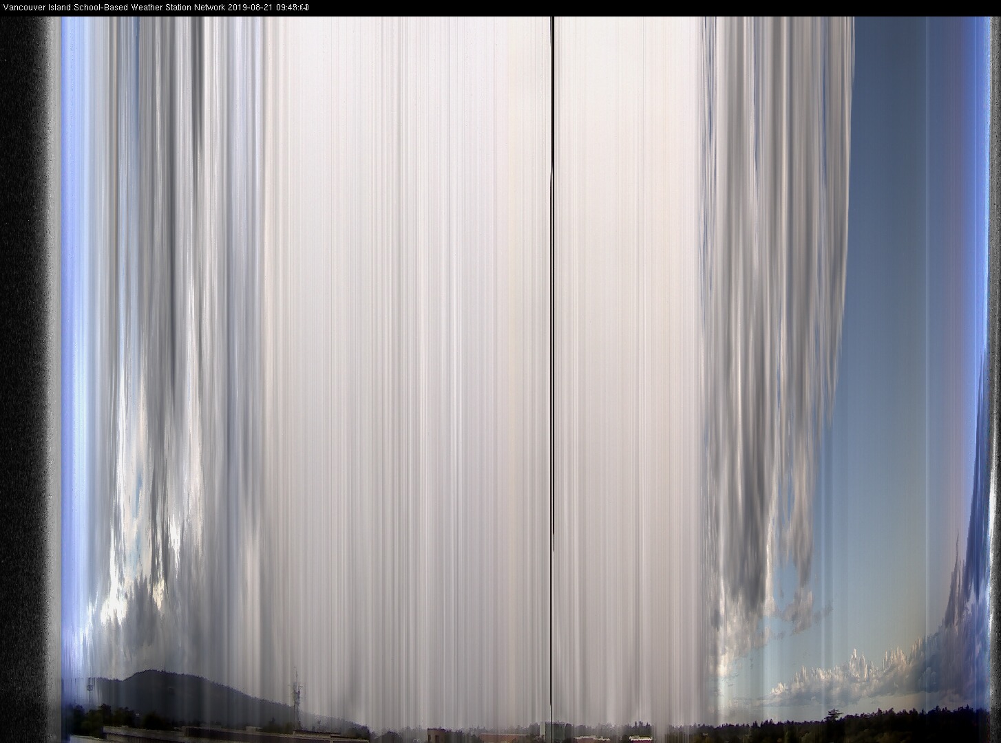 image of the sky seen from UVic, each column of pixels is a different minute, keogram