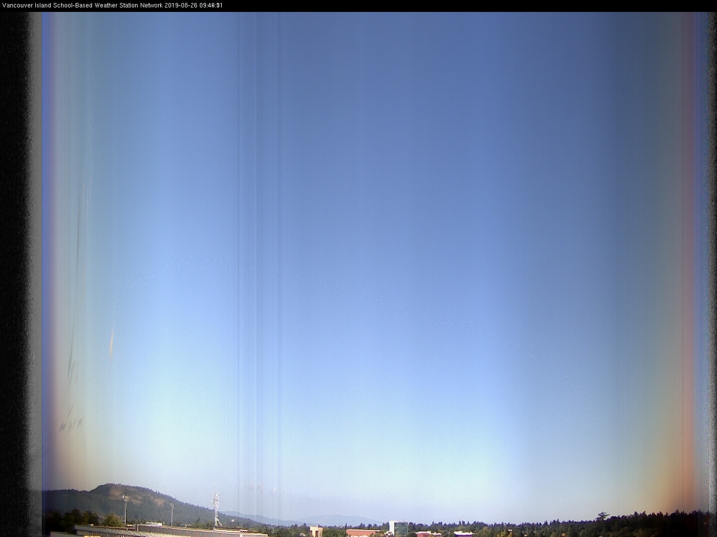 image of the sky seen from UVic, each column of pixels is a different minute, keogram