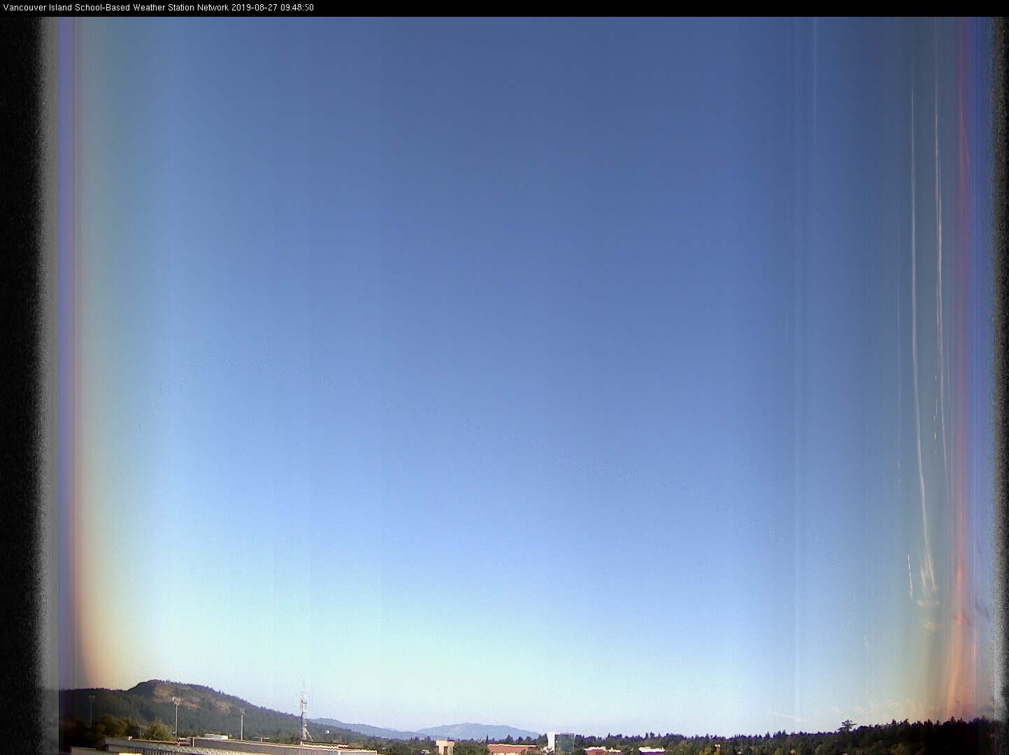image of the sky seen from UVic, each column of pixels is a different minute, keogram