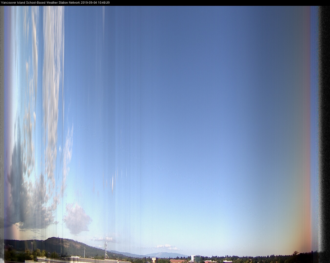 image of the sky seen from UVic, each column of pixels is a different minute, keogram