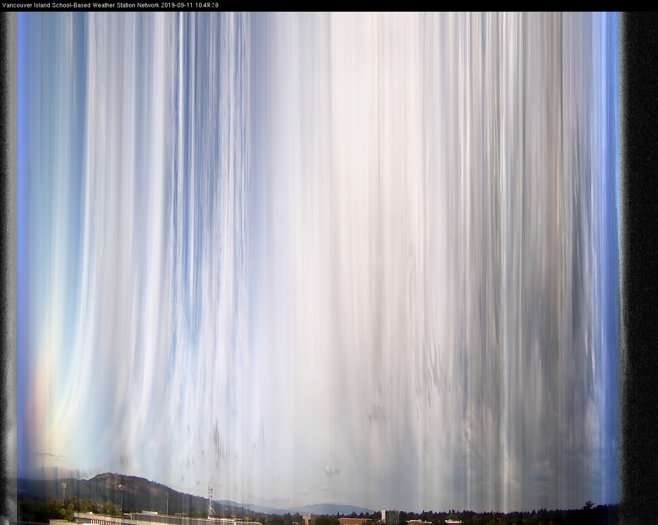 image of the sky seen from UVic, each column of pixels is a different minute, keogram