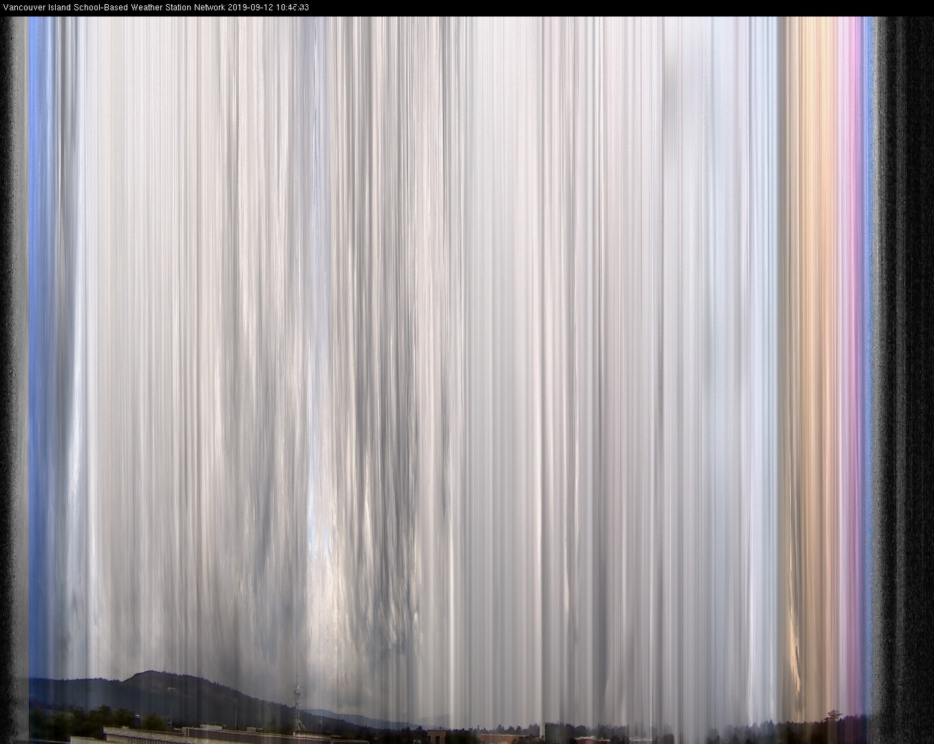 image of the sky seen from UVic, each column of pixels is a different minute, keogram
